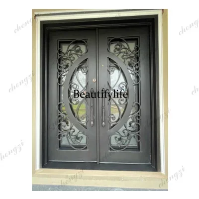 Y136  Customization Golden Supplier Exterior Iron French Doors Cast Iron Door Wrought Iron French Doors