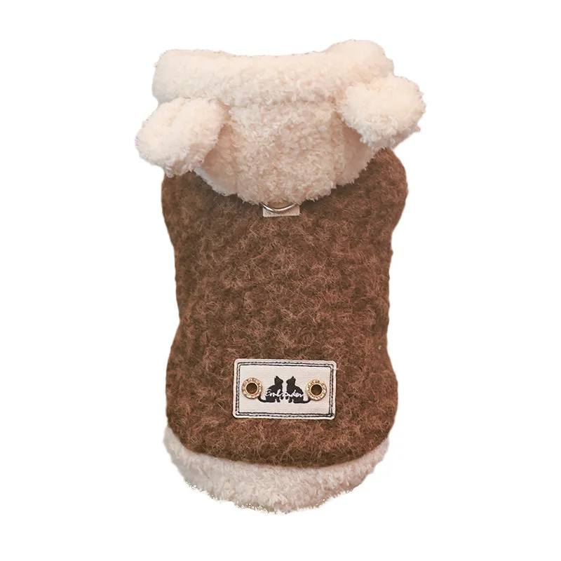 Pet Plush Bear Hat Coat Autumn/Winter Hoodie Sweatshirt Teddy Bear Yorkshire Small Dog Winter Coat Thick Coat Puppy Clothes view 5