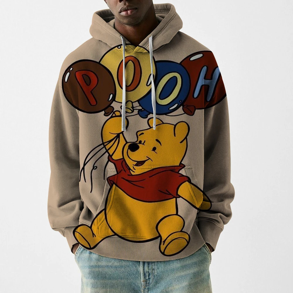 Sudadera con capucha con estampado 3D de Winnie the Pooh Vintage para hombre, ropa de calle de moda, sudadera informal de gran tamaño, estilo callejero cómodo