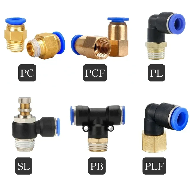 1Pcs PLF Hose OD 4 6 8mm - Female Thread M5'' 1/8'' 1/4'' 3/8'' 1/2'' Pneumatic Elbow Connector Tube Air Push in Fittings