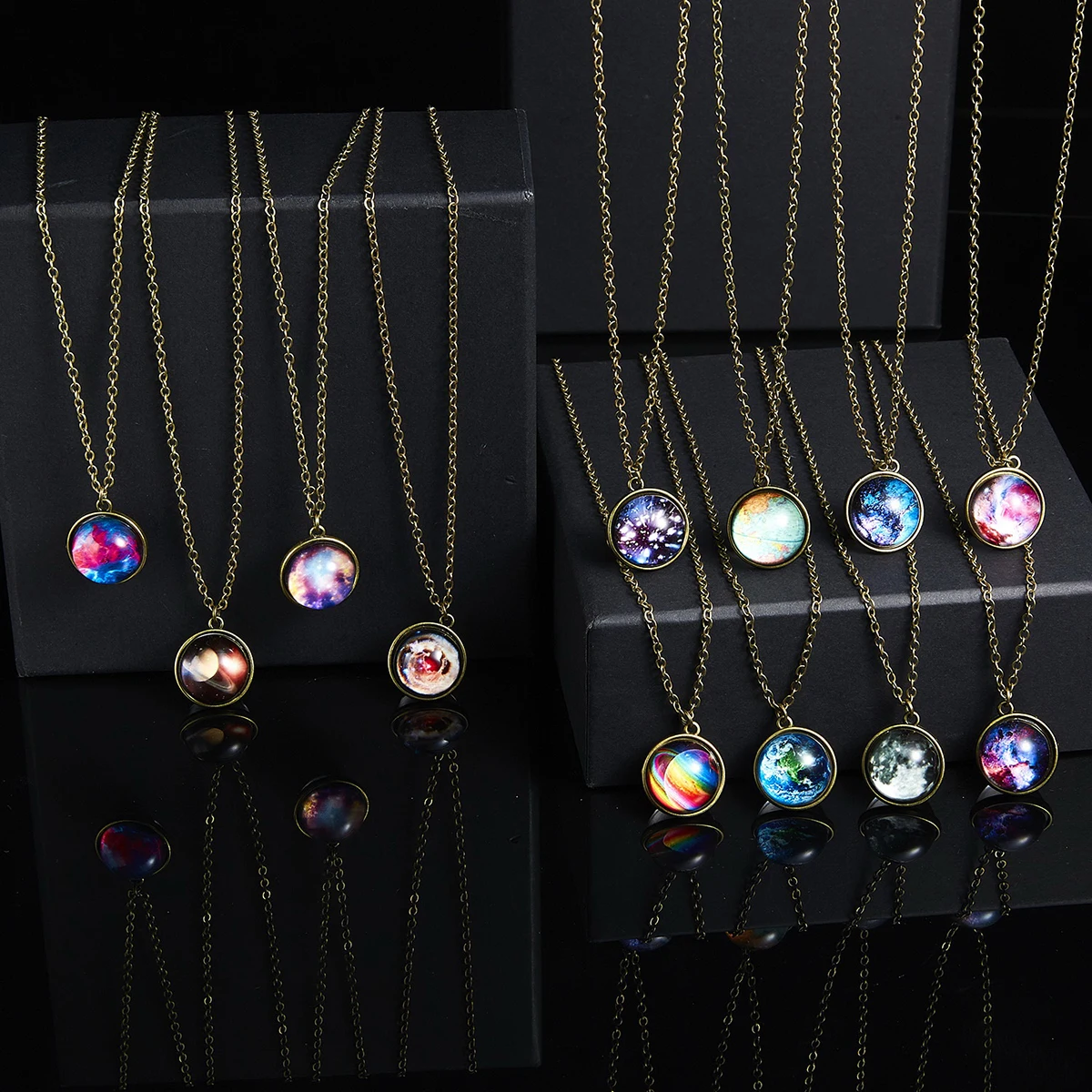 1Pcs Beautiful Universe Starry Sky Necklace Retro Glass Pendant for Woman Man