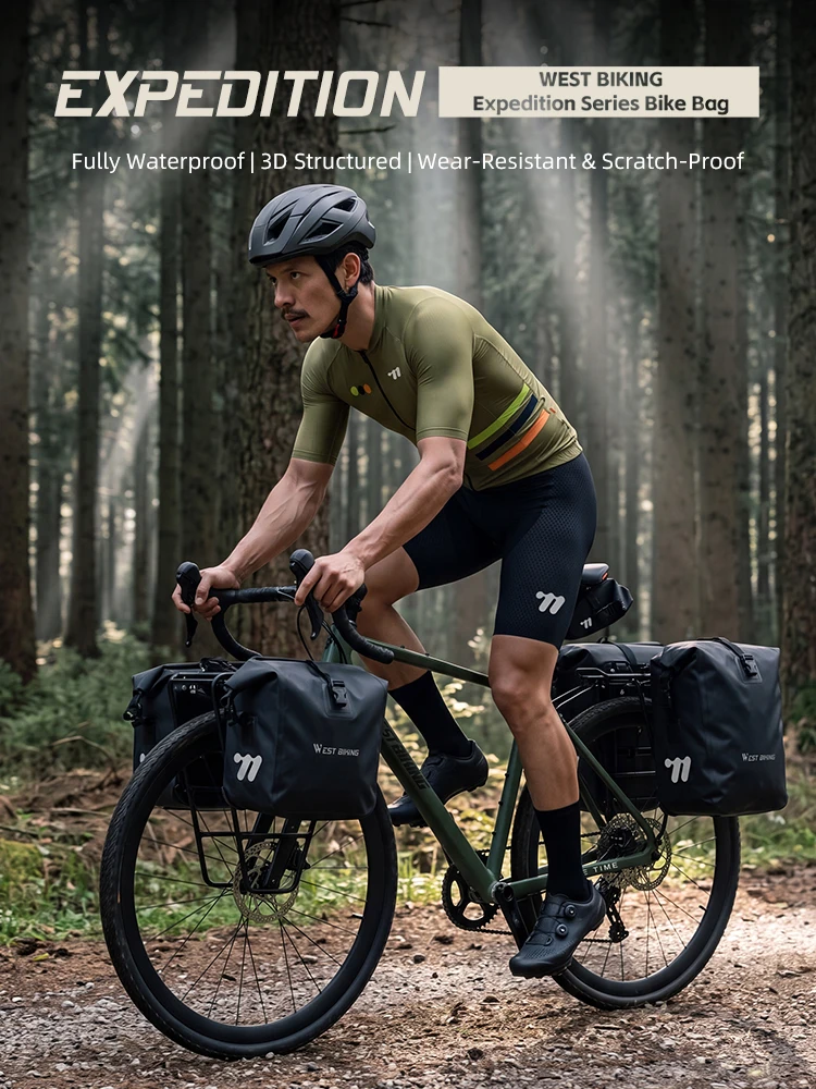 WEST BIKING Fahrradtasche 18-28L Vollständig Wasserdichte Reise-Fahrrad-Gepäckträgertasche mit Schnellverschluss Fahrradtasche Fahrradzubehör
