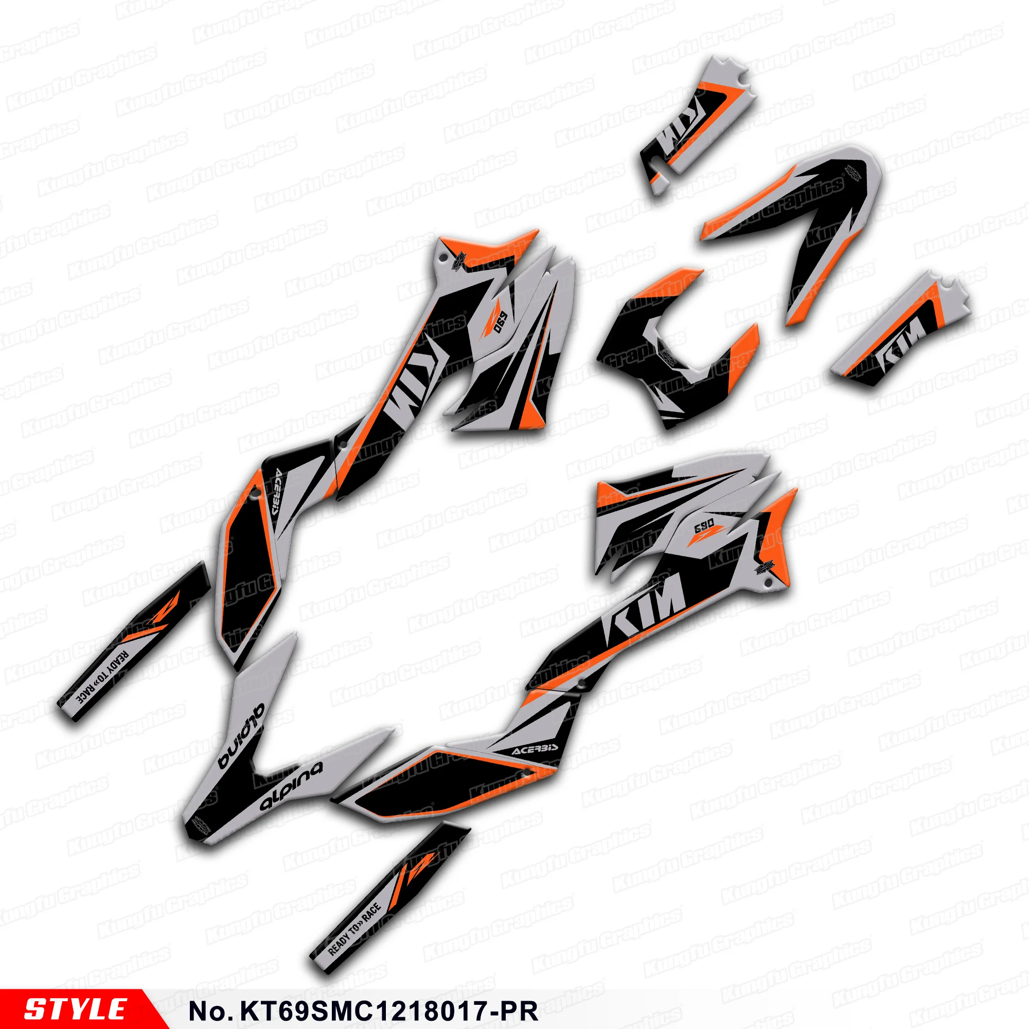 JY RACING Graphics Vinyl Sticker Sheet for KTM 690 SMC-R 690SMC R 2012 2013 2014 2015 2016 2017 2018,Grey, KT69SMC1218017-PR