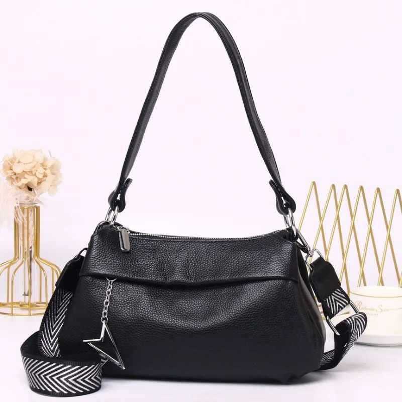 Top Layer Cow Leather Crossbody Leisure Handbag Women\'s Fashionable Handbag High Quality Versatile Shoulder Bag Large Capacity