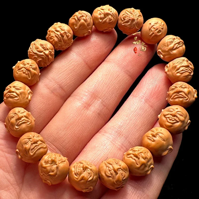 

Monkey Walnut Collectables-Autograph Eighteen Arhats Bracelets Must Send Small Seed Realistic Stone Carving-Veined P