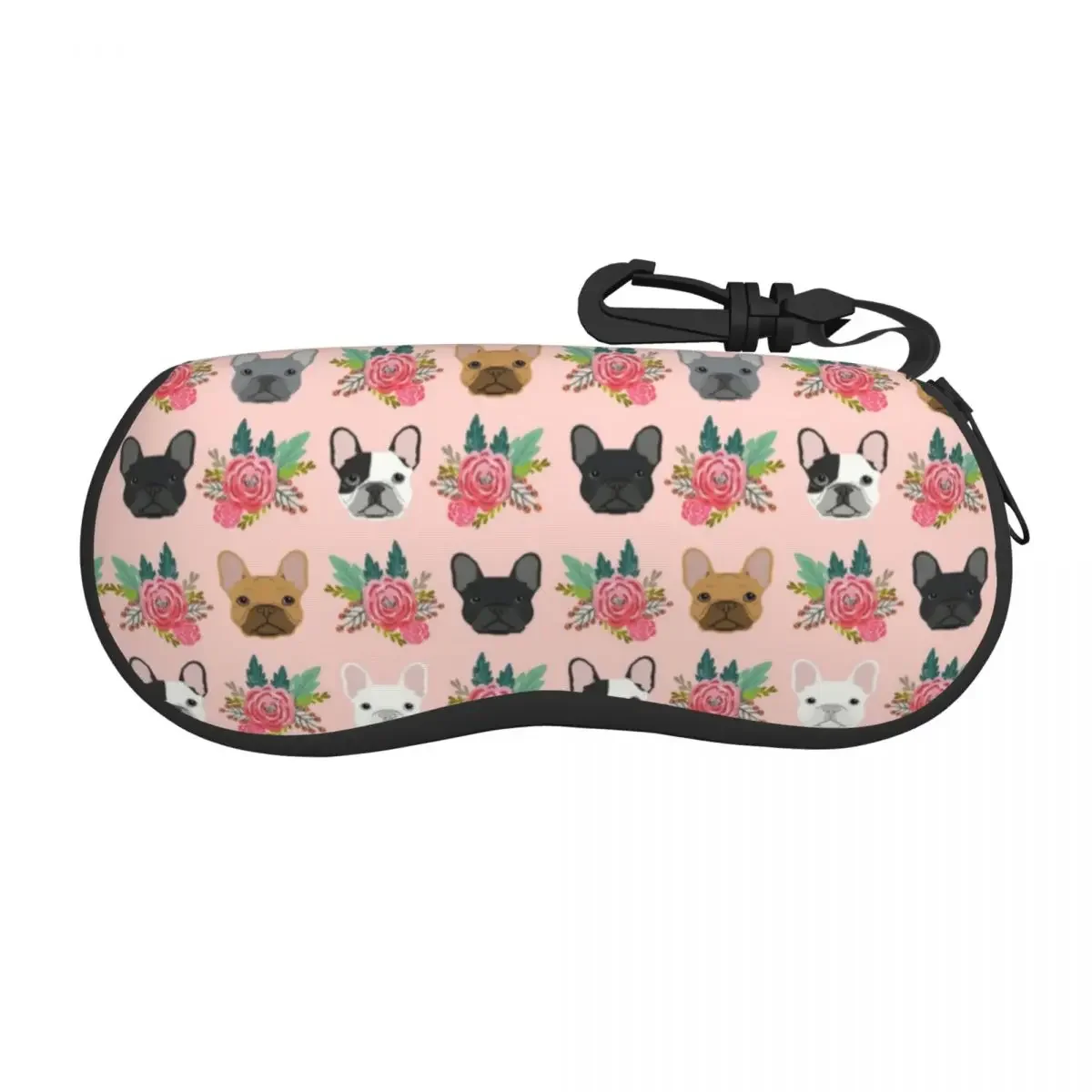 French Bulldog Faces Pattern Pink Cute Dogs Shell Eyeglasses Protector Cases Cute Sunglass Case Glasses Pouch