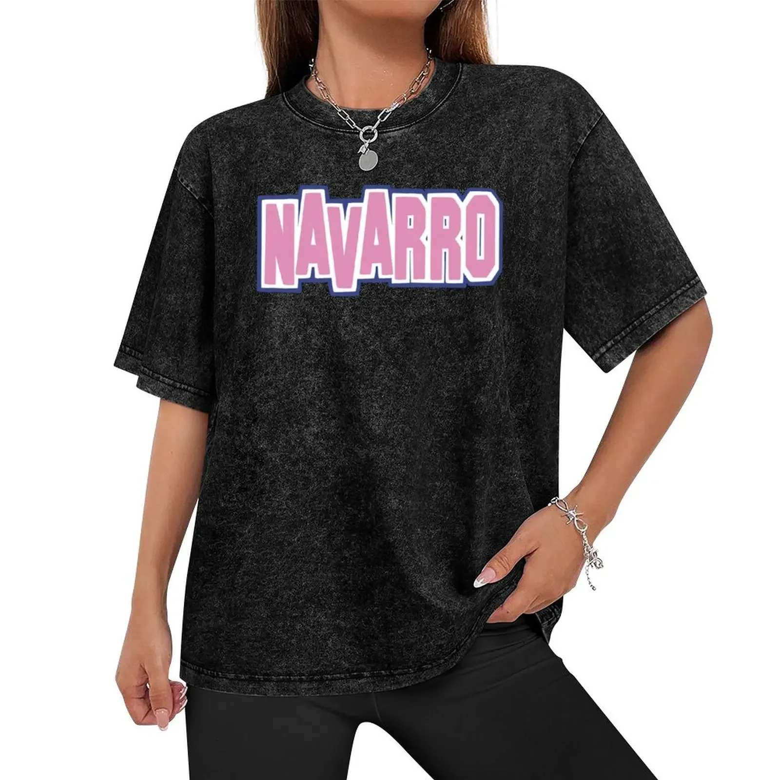 Navarro Cheer Logo - Pink T-Shirt sports fans graphic shirts men workout shirt