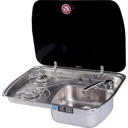 RV Gas Stove and Motorhome Sink Glass Cover Yacht Gas Stove Trailer Camper Van Accessories Yacht Dual Stove Gas Stove Sink