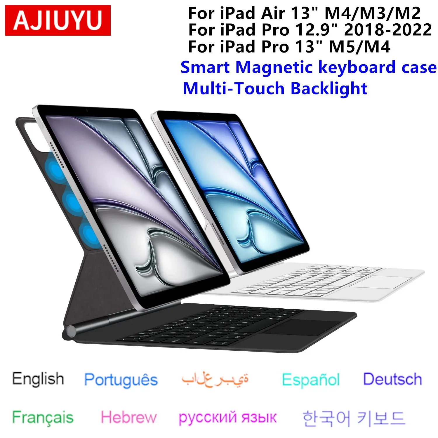 Magic Keyboard Folio for iPad Air 13 inch M4 2026 Case for iPad Air 13 M3 M2 Pro 12.9 13'' Case Smart Multi-Touch Keyboard Cover
