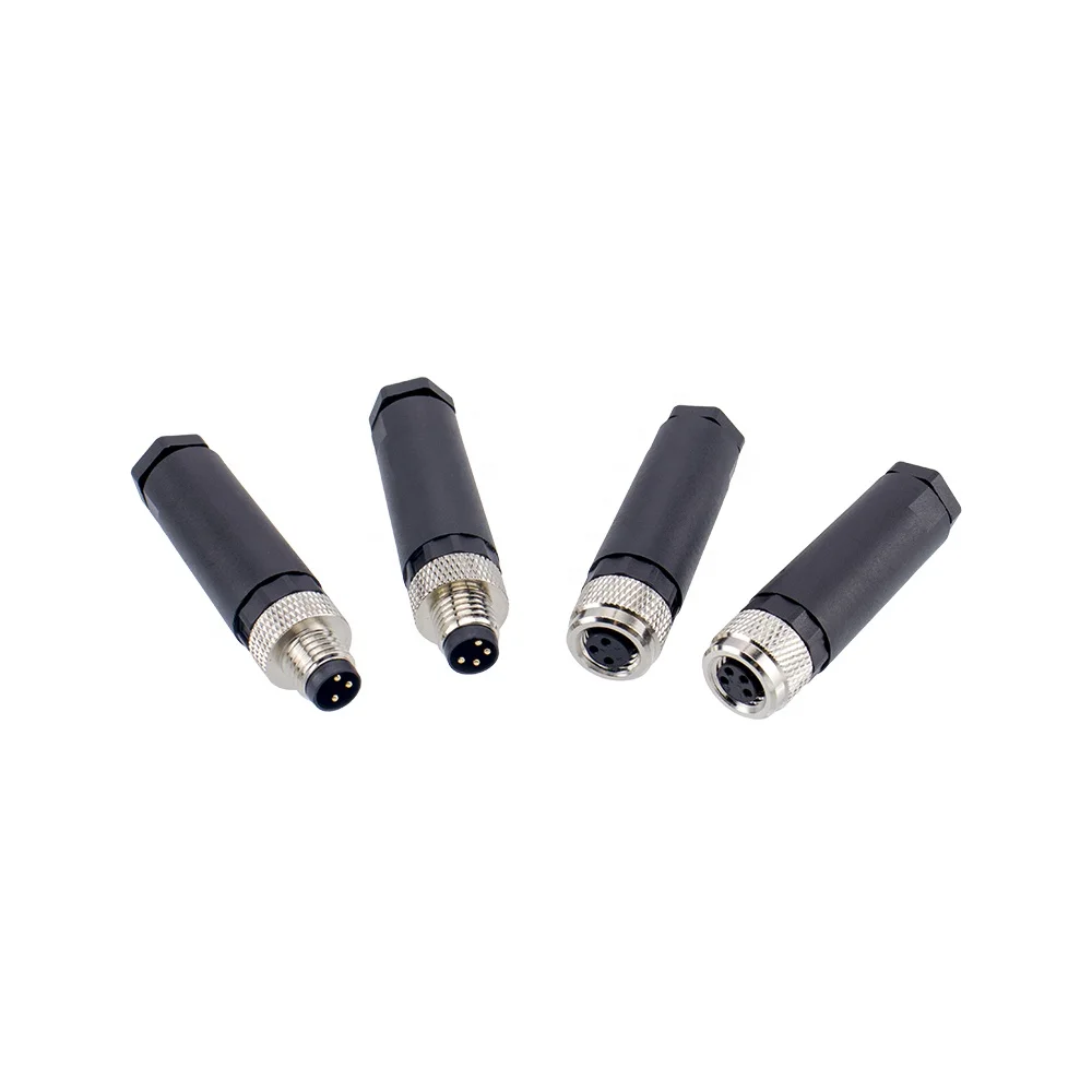 M8 Plastic A B D Coding Plug Waterproof IP67 Angled Female 3 4 5 6 8 Pins Screw Solder Type Field Attachable Connectors