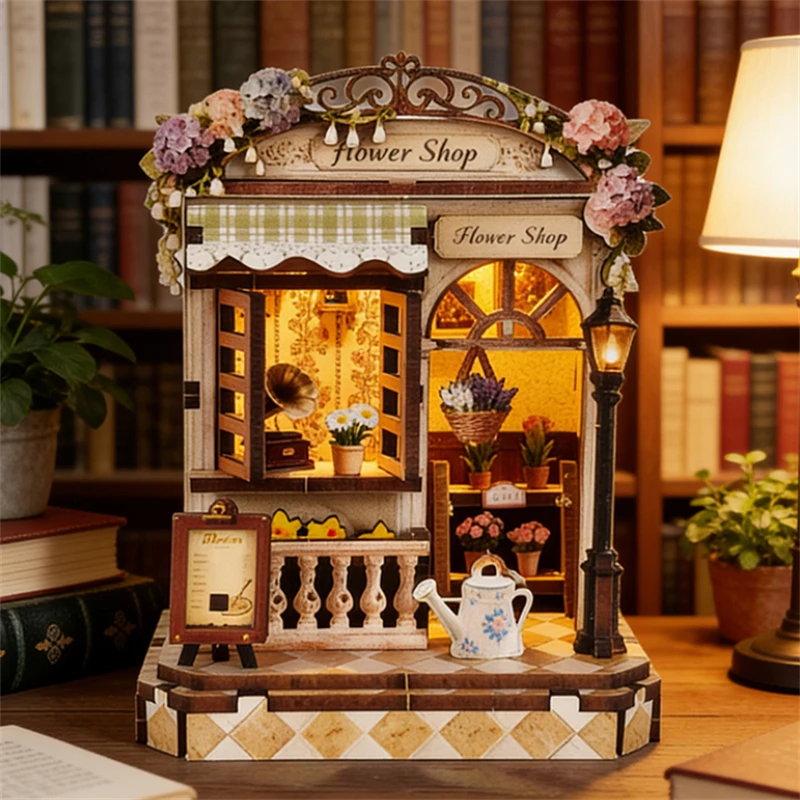 Zestawy do samodzielnego montażu drewnianych miniaturowych modeli Mini Casa Japońska Restauracja Puzzle 3D Domki dla lalek z meblami na prezenty urodzinowe dla przyjaciół