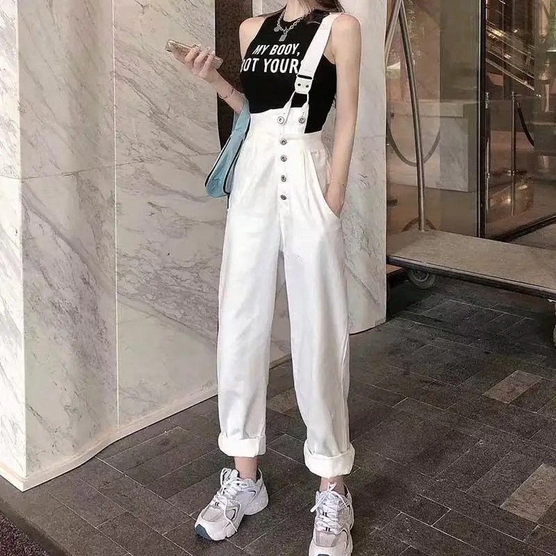 Autumn Spring Solid Denim Pant Women Jeans Fashion Female Vintage Hight Waist Casual Trousers Wide Leg Pants Straight Jeans