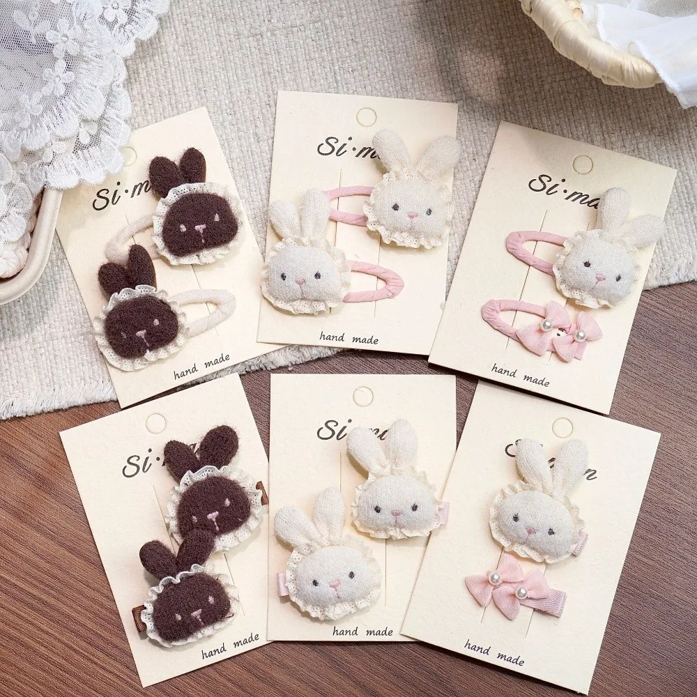 

1 пара модных заколок для волос с милым мультяшным кроликом, милый головной убор, боковой зажим, заколка для волос