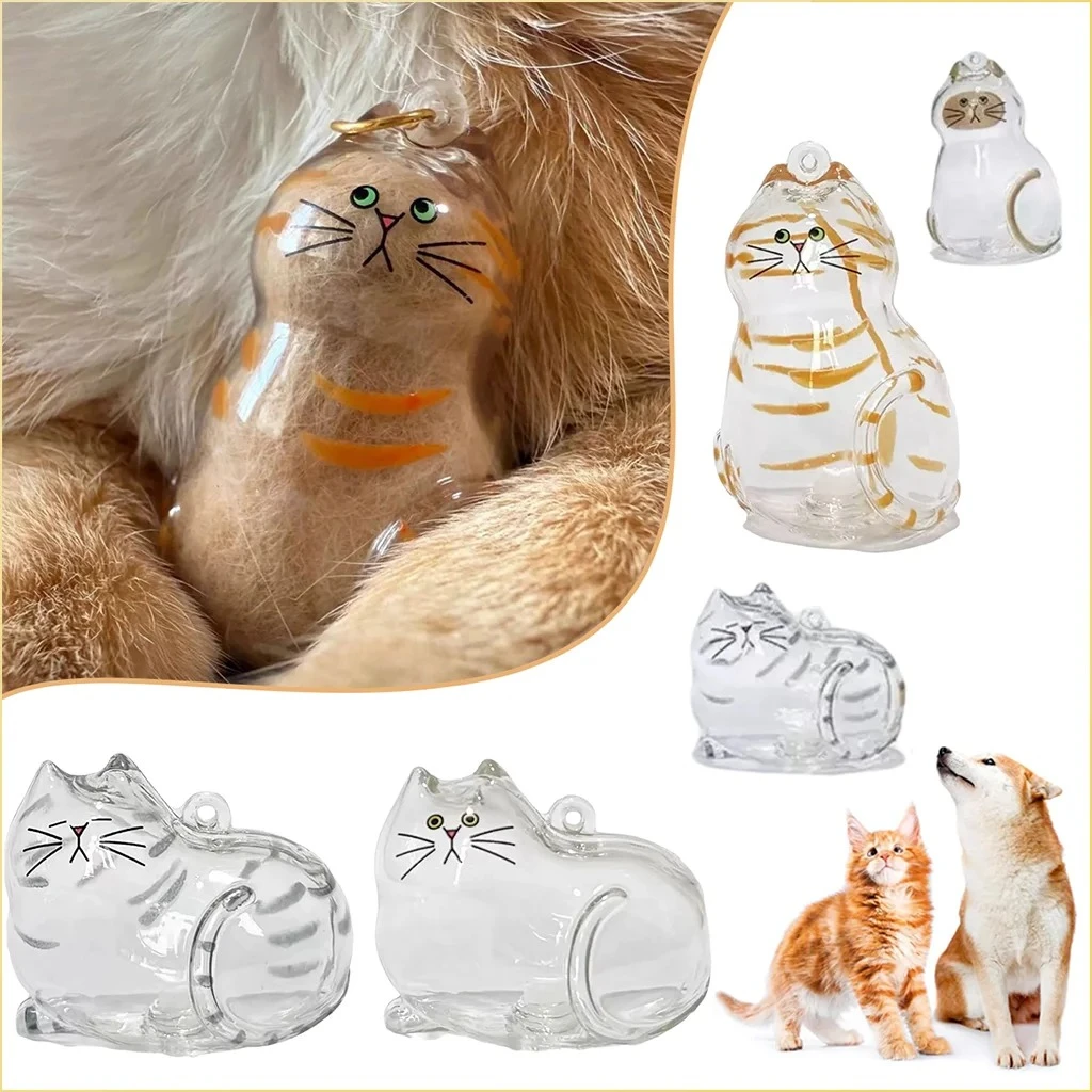 

Pet Hair Keepsake Box Memorial Bottle for Cat Hair Storage Container for DIY Decoration, Gift for Pet Lovers, Cat Accessories