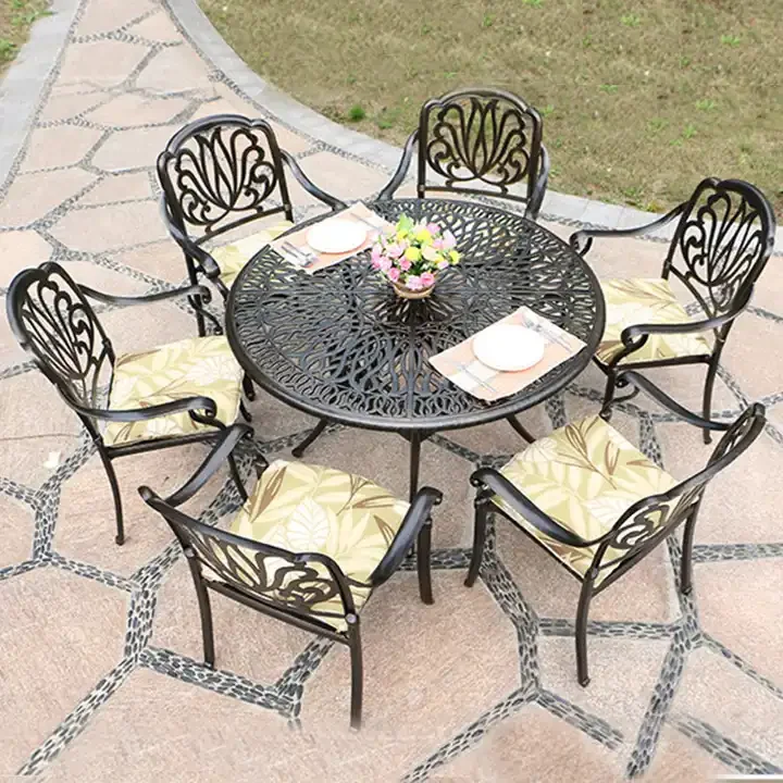 Cast Aluminum Dining Room Chair Outdoor Patio Furniture Balcony Garden Stacked Cast Aluminum Table And Chair Set