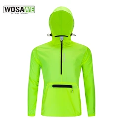 WOSAWE Men Cycling Windbreaker Water Repellent Half Zip Reflective MTB Bike Wind Coat Road Bicycle Windbreaker Ropa Ciclismo