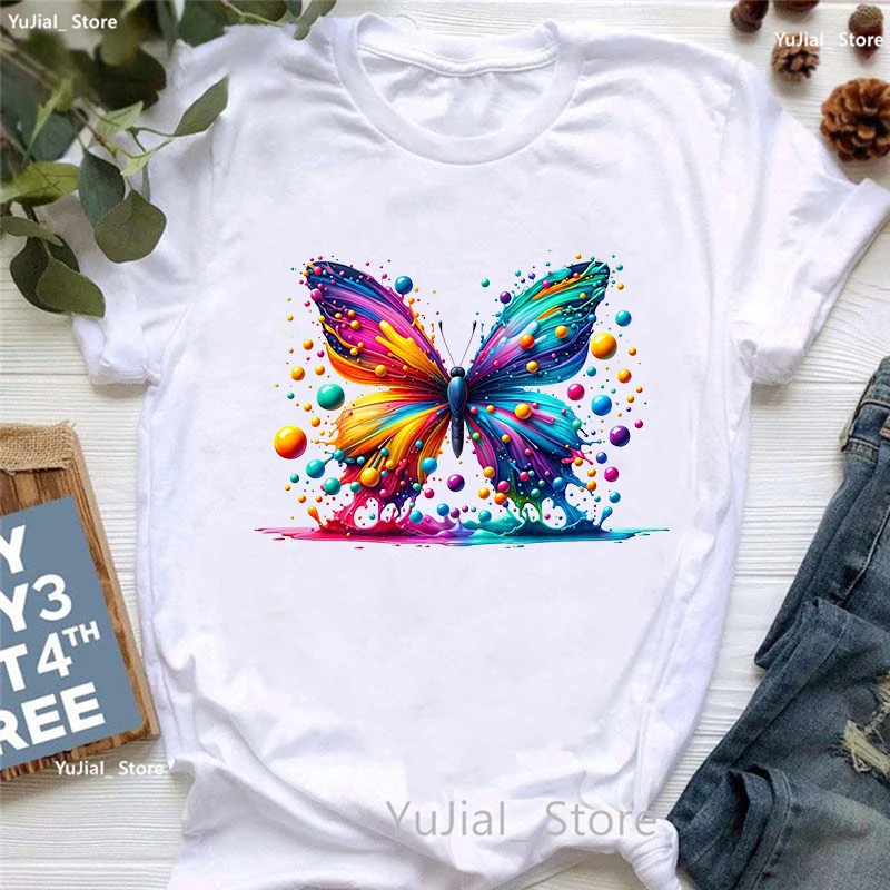 

Watercolor Butterfly Tshirt Girls Funny Casual T Shirt Women Harajuku Kawaii Clothes Summer Fashion Short Sleeve T-Shirt Female