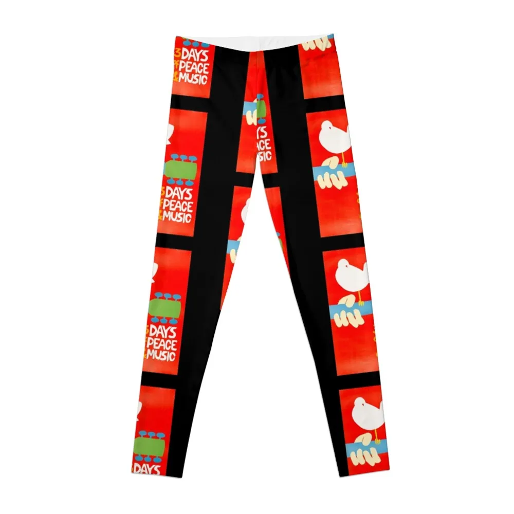 

Woodstock Poster 1969 Red Leggings Women's trousers harem pants sports for push up Womens Leggings