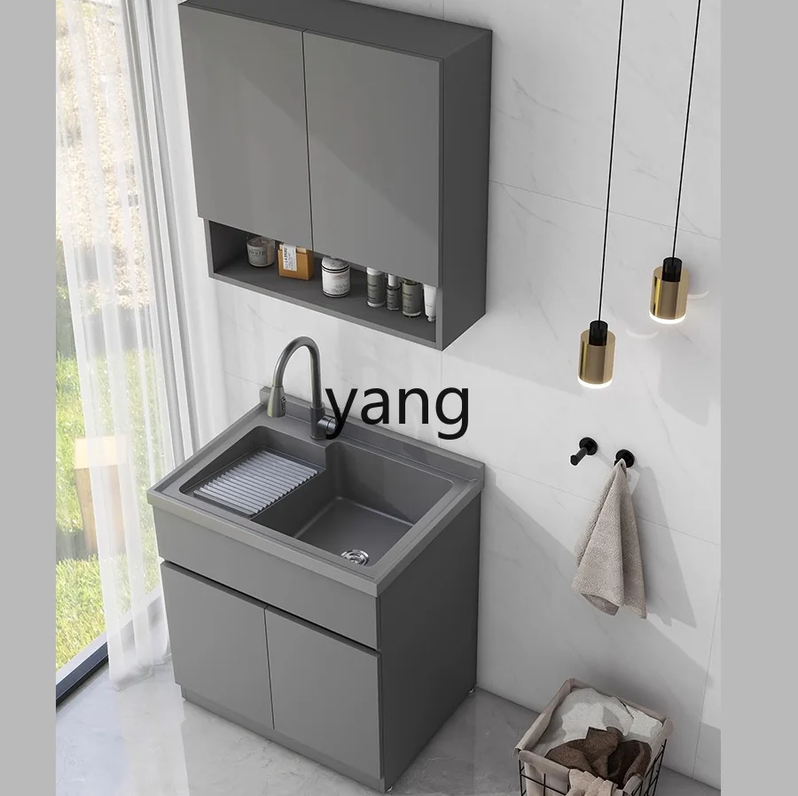 YJQ honeycomb aluminum laundry cabinet combination household face hand basin laundry sink integrated cabinet with rubbing board