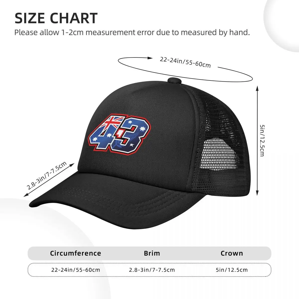 Jack Miller Number 43 Australia Mesh Baseball Caps Snapback Fashion Baseball Hats Casual Casquette Outdoor For Men's And Women's