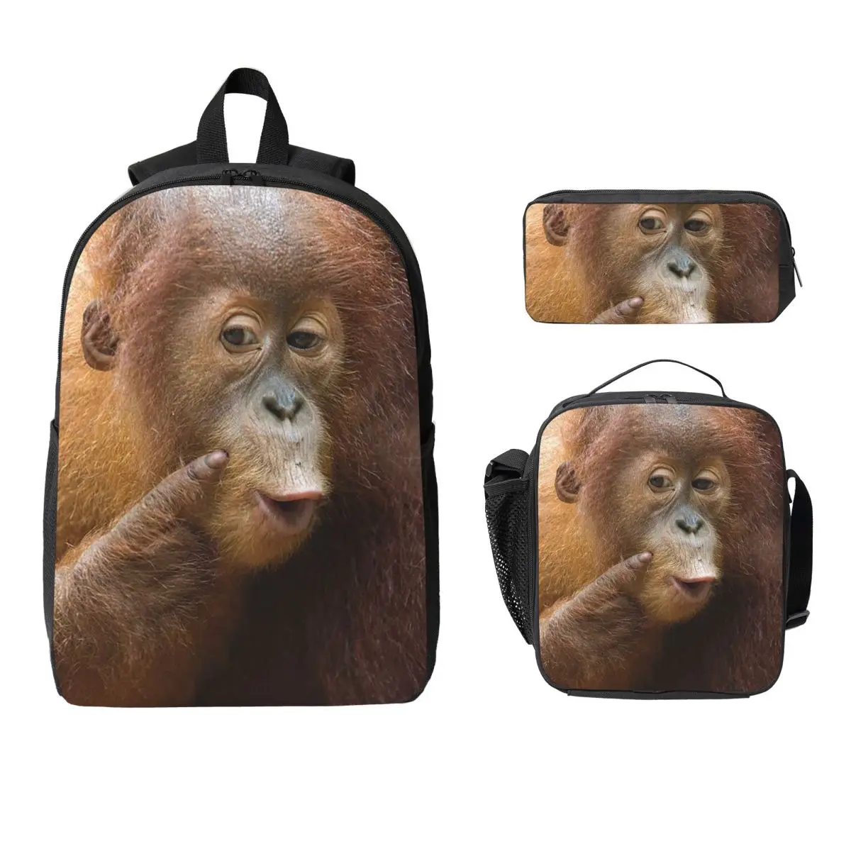 

Gorilla Face Print Backpack Student Boys Girls BookBag School Bag Laptop Shoulder Bags 3ps Insulated Lunch Bag Pencil Case