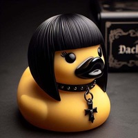 Gothic Satanic Duck Statue Cyberpunk Aviator Resin Punk Ducky Rock and Roll Novelty Ornament Halloween Decor Novelty Gift