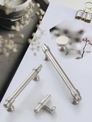 Nickel Plated Brass Furniture Handles Matte Silver Cabinet Handle Wardrobe Bar Pull Drawer Cupboard Brass Hardware
