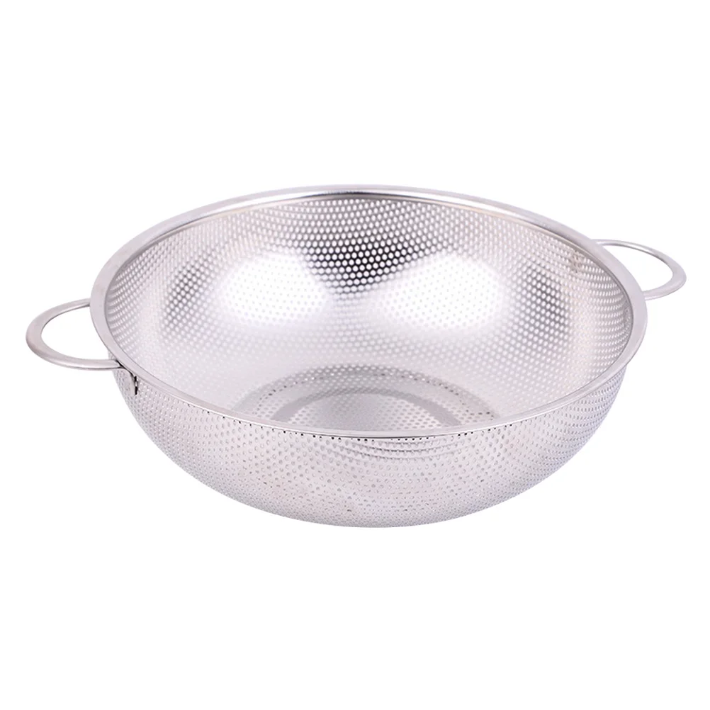 

Stainless Steel Rice Basket Heavy Duty Wash Strainer Fruit Vegetable Round Colander Easy Clean Non Toxic Material Rust Free