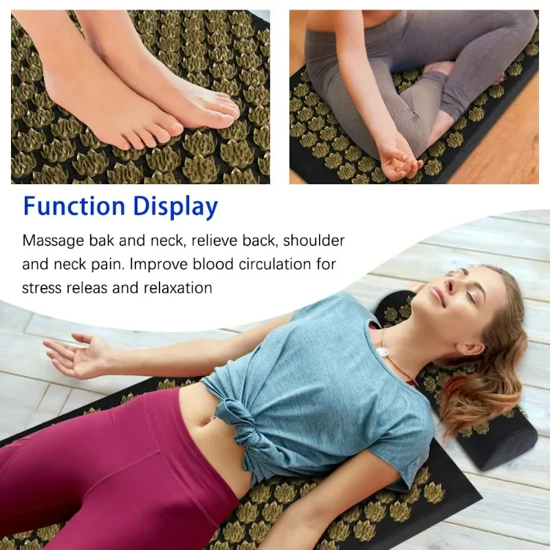 Eco Lotus Spike Mat Acupuncture Massage Cushion Kuznetsov's Applicator for Neck Foot Back Yoga Acupressure Massage Mat