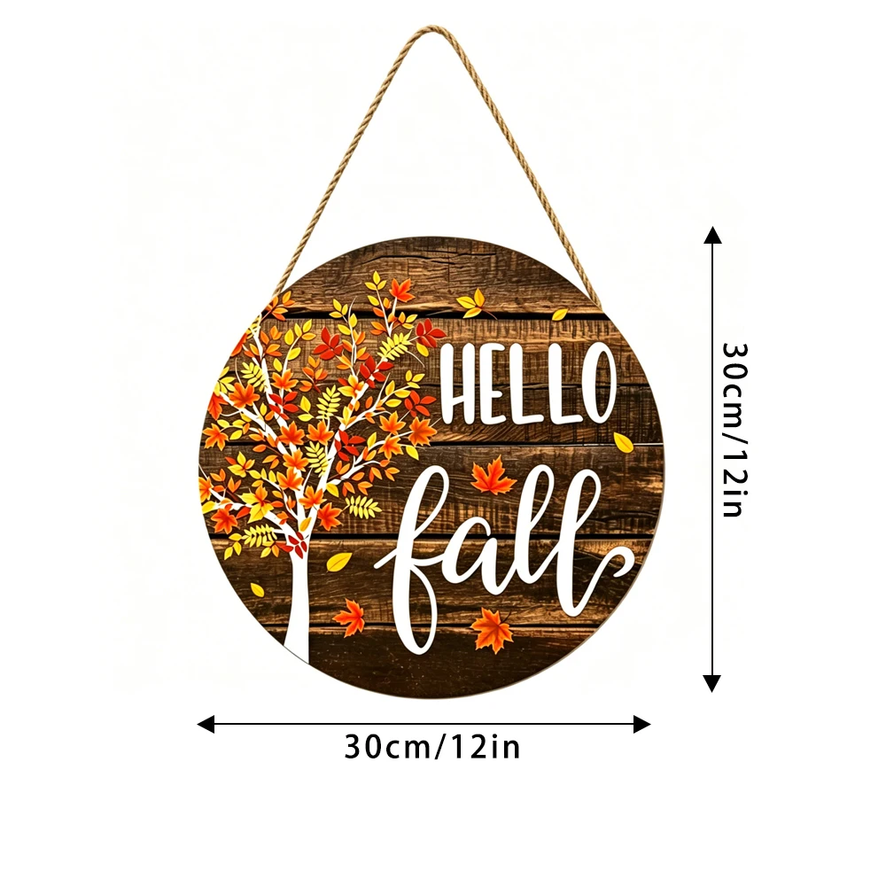 Autumn Maple Tree Rustic Wood Wall Sign, Farmhouse Front Porch Wall Seasonal Decor For Fall Harvest Halloween Thanksgiving