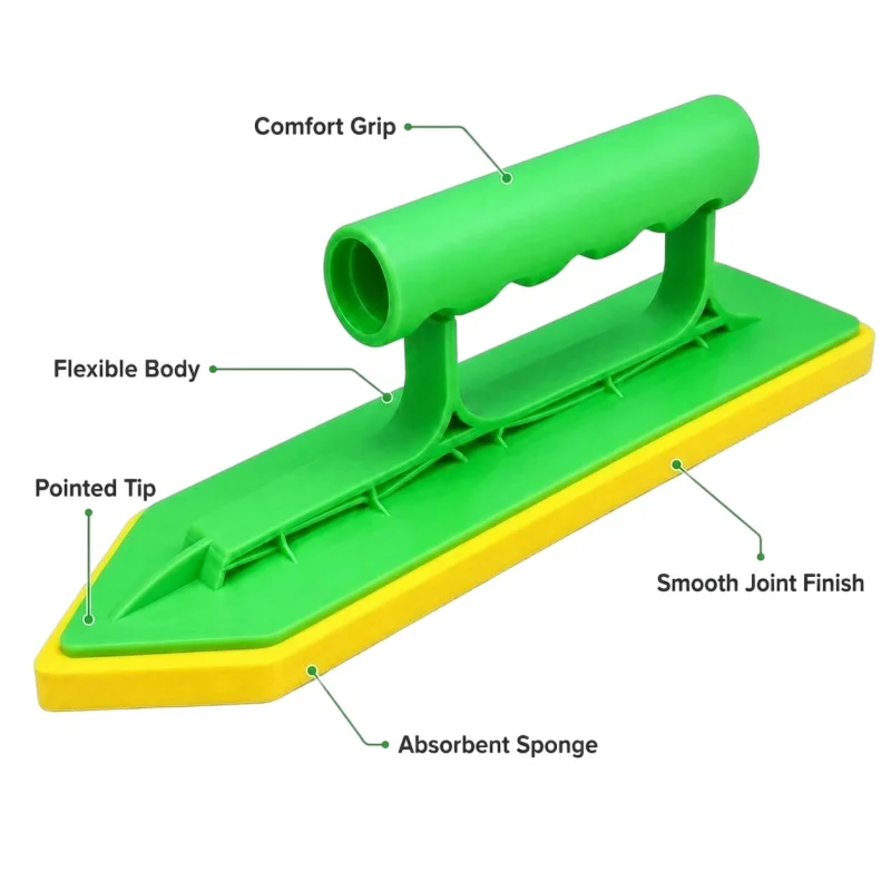 Professional Sponge Foam Float Trowel Tool for Grout,Stucco,Tile Floor Tile Beauty Seam Scraper Spatula,Scraping Putty,Caulking