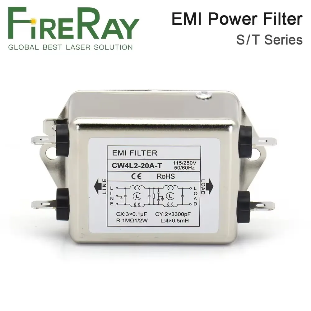 FireRay Power EMI Filter CW4L2-10A-T/S CW4L2-20A-T/S Single Phase AC 115V / 250V 20A 50/60Hz
