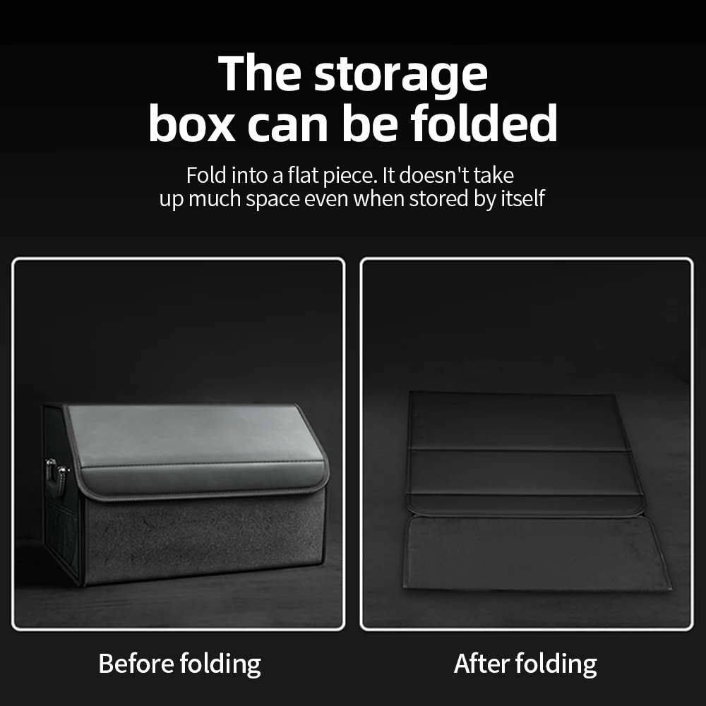 Car Suede Trunk Organizer Large Capacity Leather Foldable Storage Box Portable Multifunctional Tool Organizer Car Accessories