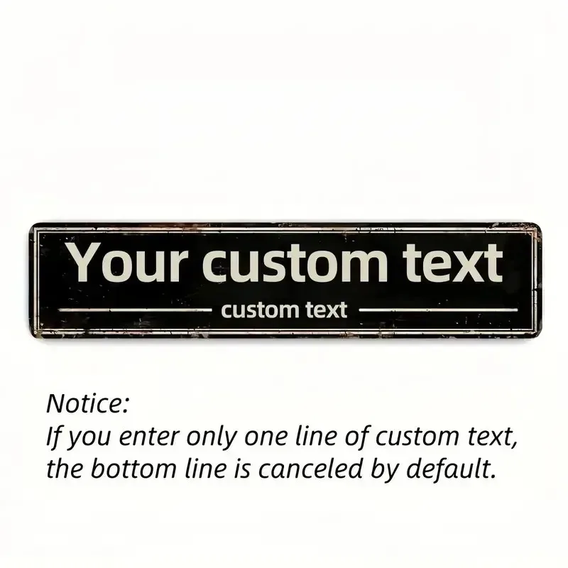 Custom Black Vintage Metal Sign Personalized Two‑Line Text Indoor Outdoor Home Wall Decor Gift, Decorative Only