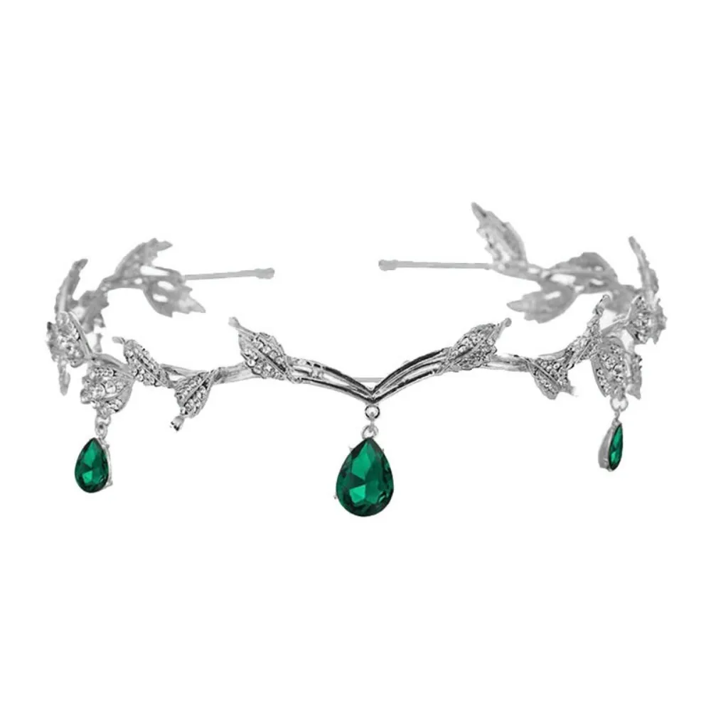 

Fairy Theme Alloy Fairy Crown Rhinestone Leaves Elf Tiara Hair Accessories Women