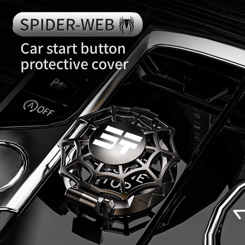 

Metal Car One Button Start Protection Cover Decor Spider-web One Click Launch Decor Retrofit For Jetour T2 2023 2024+