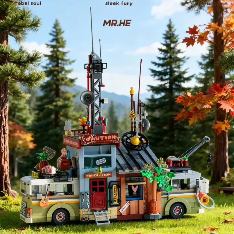 

Китайские строительные блоки, вещательная станция в джунглях, мини-маленькие частицы для взрослых, высокая сложность, собранная игрушка-головоломка, модель, орнамент