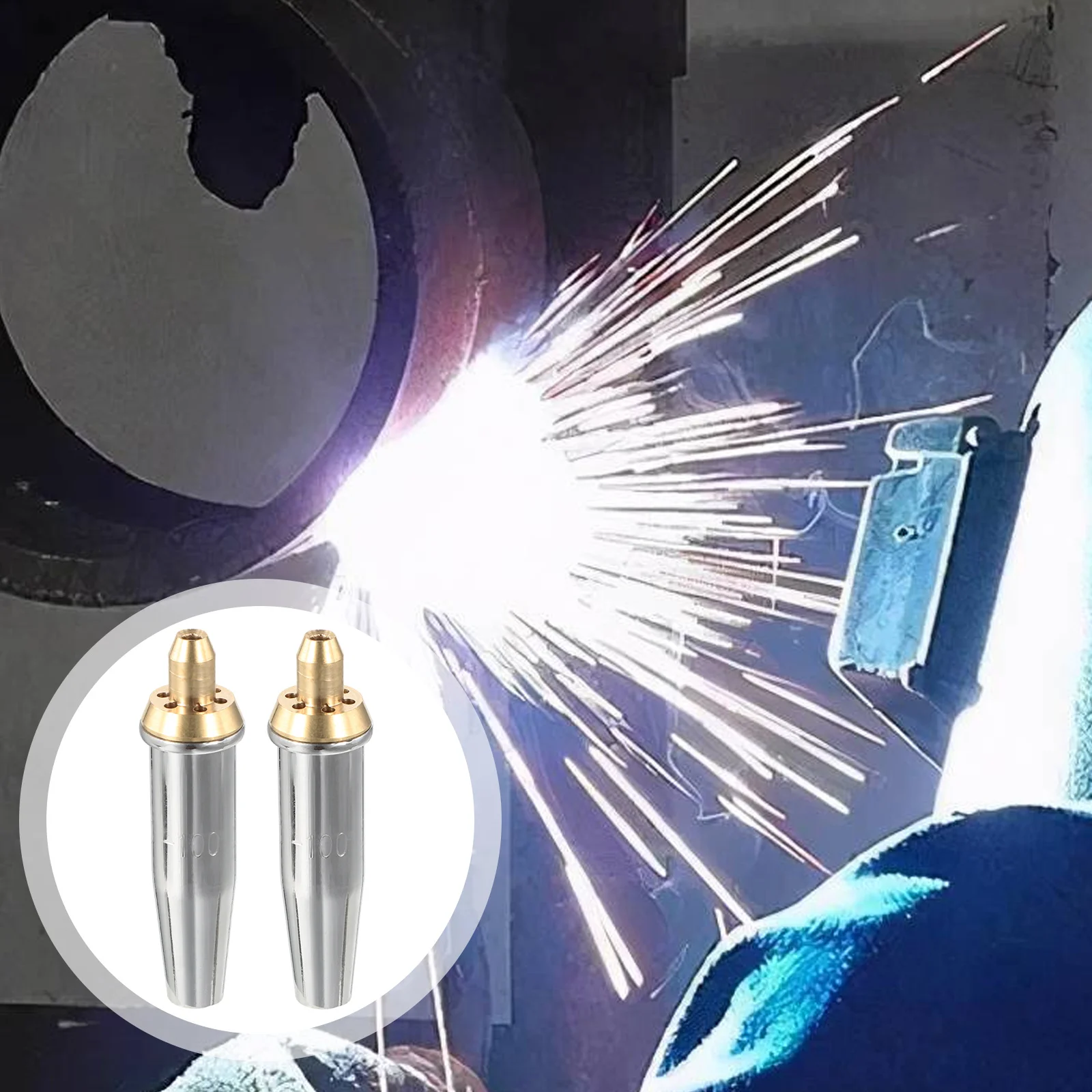 

2Pcs Cutting Torch Tip Heavy Duty Copper Replacement Propane Natural Gas Welding Accessory Torch Tip Propane Cutting Tips