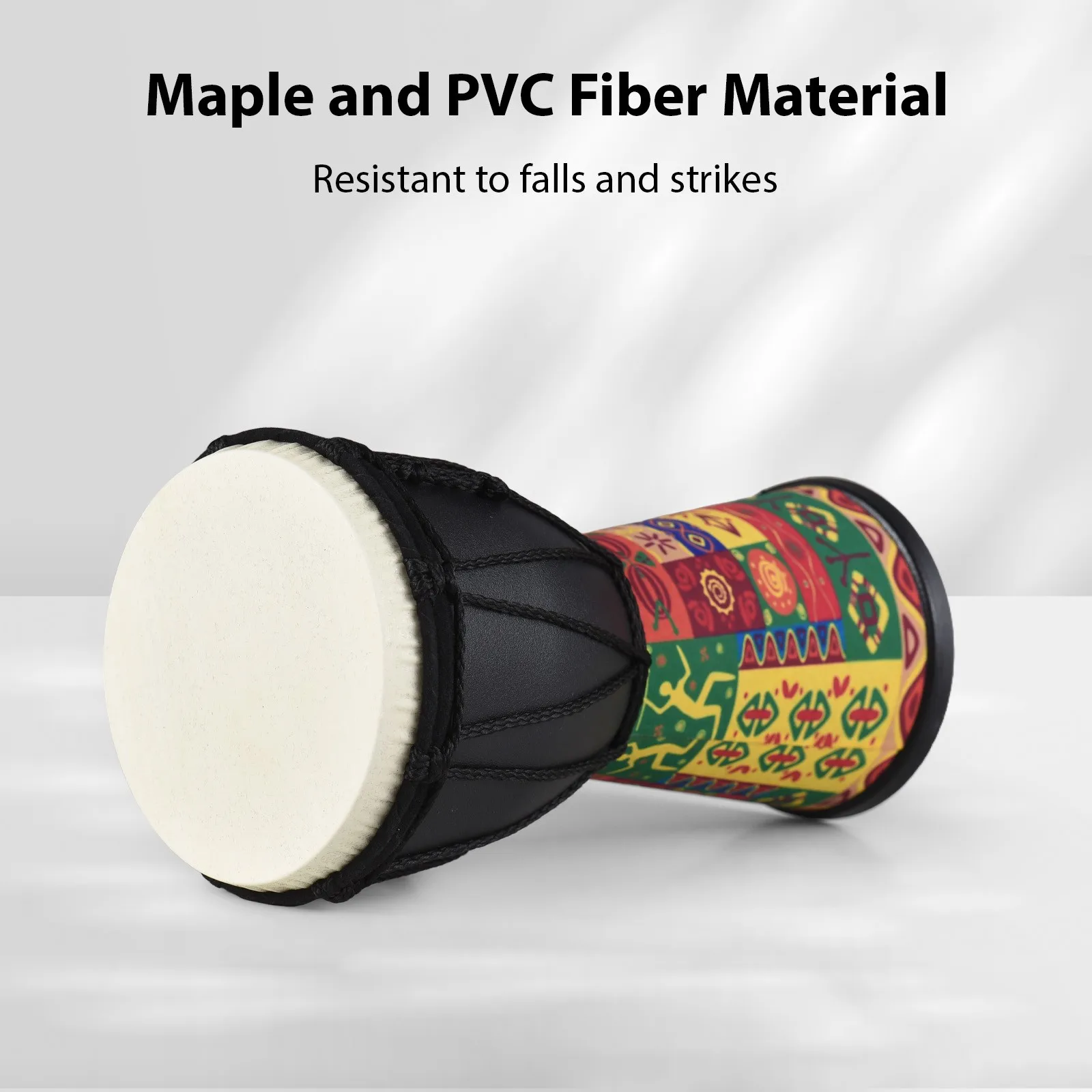 4 African Drum Portable Hand Drum Colorful Pattern Bongo for Beginners School Music Outdoor Percussion Traditional Instrument