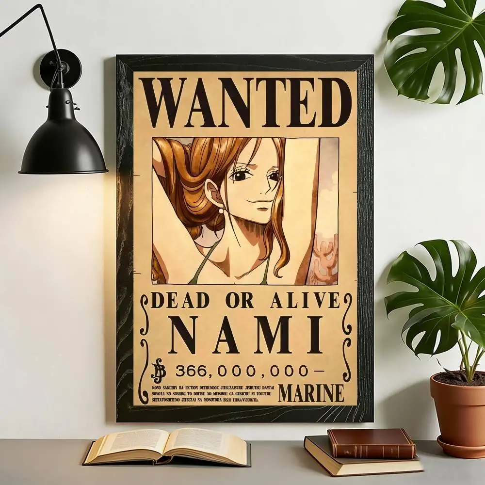 Anime One Piece Wanted-Poster Leinwanddruck Wandkunst Luffy Sanji Chopper Robin Franky Druck für Fan-Zimmer-Dekoration