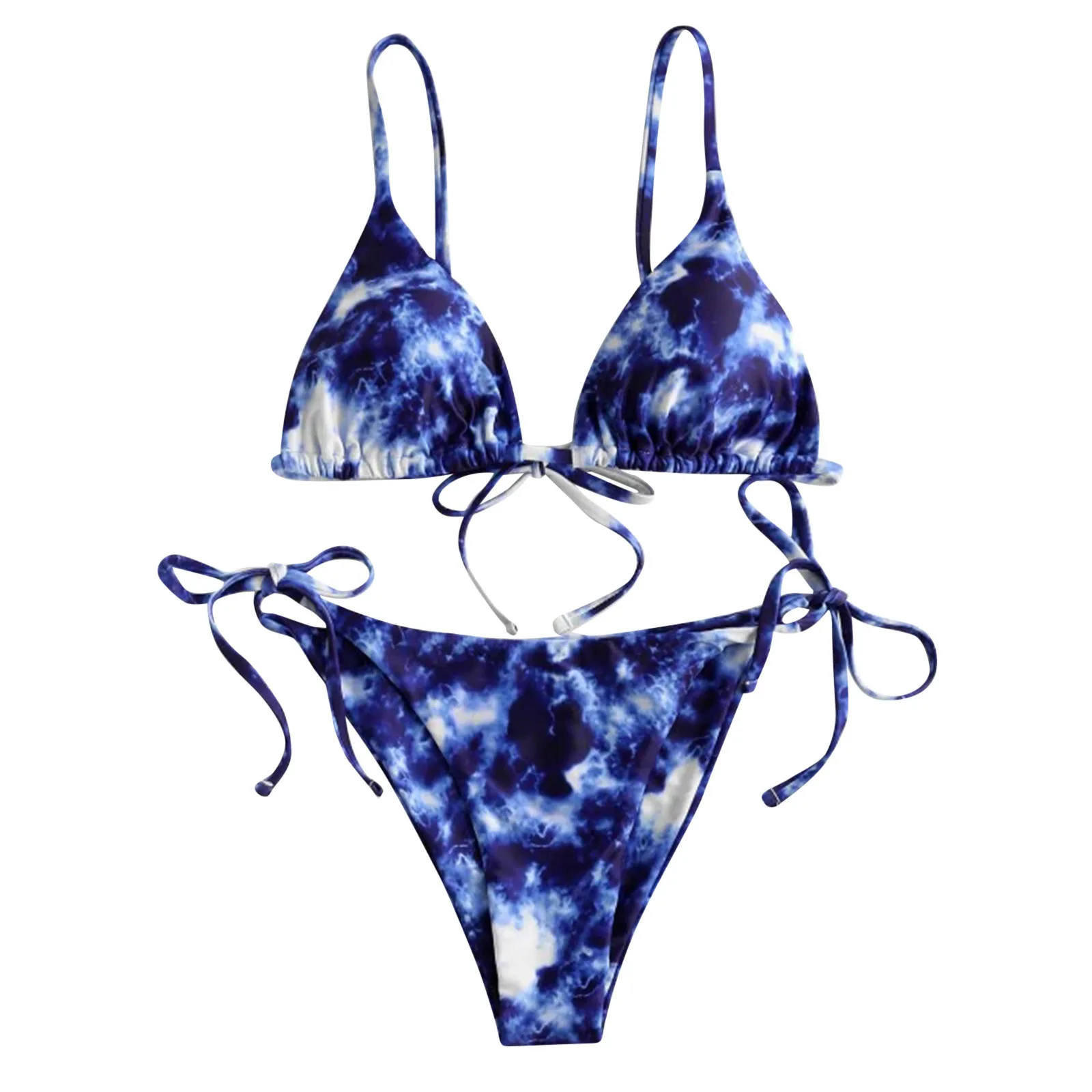 Bañador estampado de encaje para mujer, traje de baño de dos piezas de alta calidad, conjunto de Tie-Dye Sexy, corte de pierna, Tankinis, conjunto de Bikini