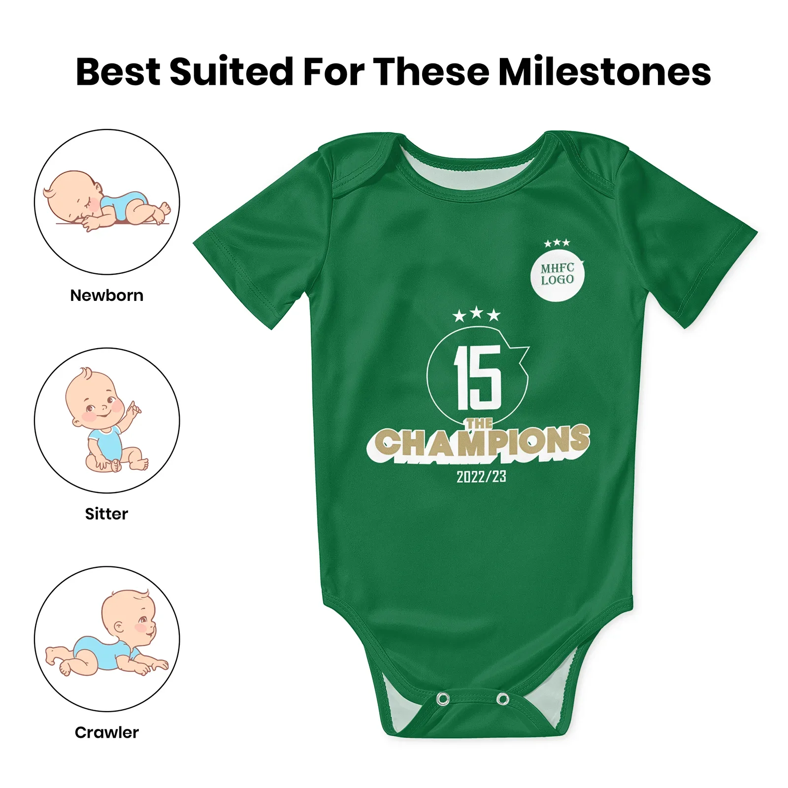 MHFC Maccabi - Haifa Green Apes Baby Bodysuit Unisex Shirt Newborn Onesie Boy Girl Undershirt Outfit Baby Romper