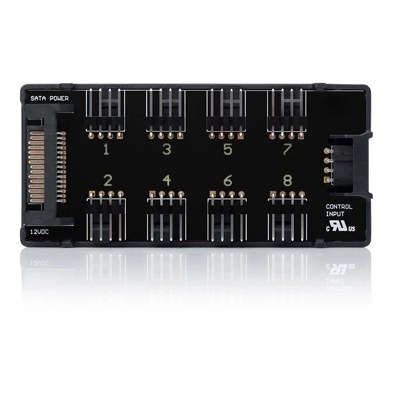 8 Channel PWM Fan Hub NA-FH1 Type, PC Case Fan Splitter Hub with Magnetic Mount, SATA & 4Pin PWM Power Supply