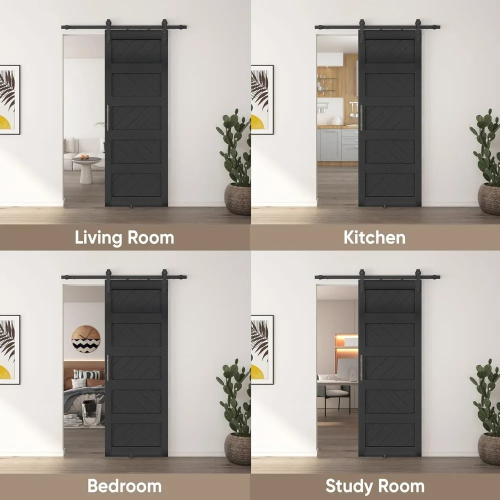 Barn Door, Slding Barn Door Kit Wave Shape Door Panel with Hardware Kit Include, Easy Installation  tiny house