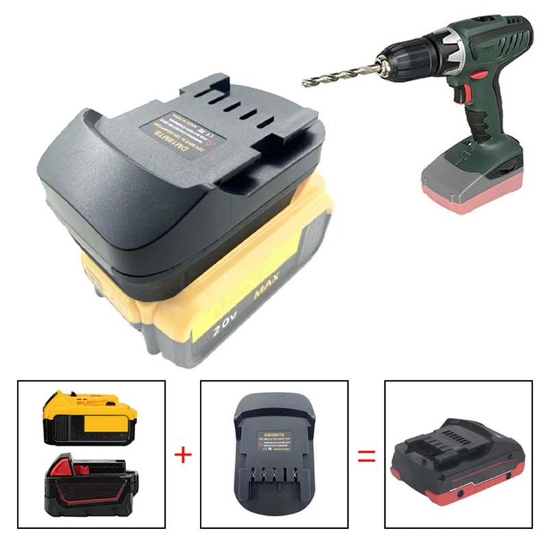 Adaptador de batería DM18MTB para baterías Dewalt/Milwaukee 18/20V, convertir a batería de litio Metabo de 18V