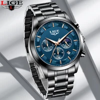 Reloj LIGE de cuarzo para hombre, reloj de negocios de lujo de marca superior, moda informal, deportes, calendario inoxidable, relojes luminosos impermeables para hombre