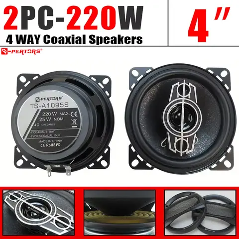 1쌍 4인치 (2x220W) 440W 차량용 오디오 스피커 4웨이 HiFi 동축 서브우퍼 개조 스피커 풀레인지 카 스테레오 스피커