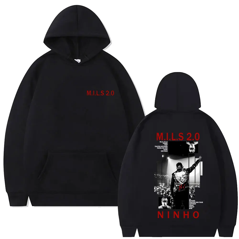 Rapper Ninho MILS 2.0 Album Graphic Hoodie Men Women Hip Hop Fashion Pop Music Hoodies Men's Vintage Casual Fleece Sweatshirt