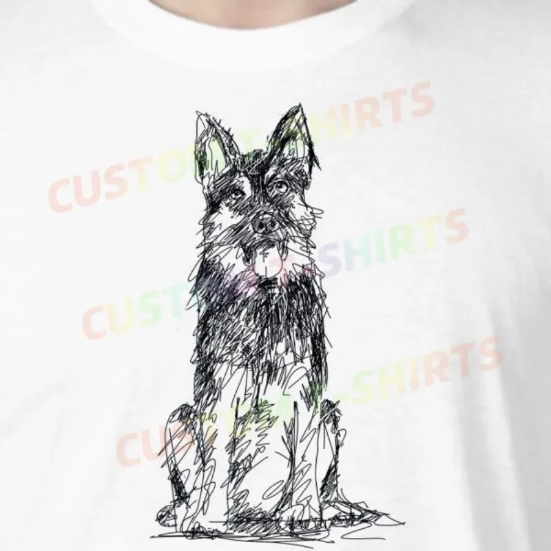 

256 96_German_Shepherd Fans' comic-style hand-drawn pattern T-shirts for both men and women in summer