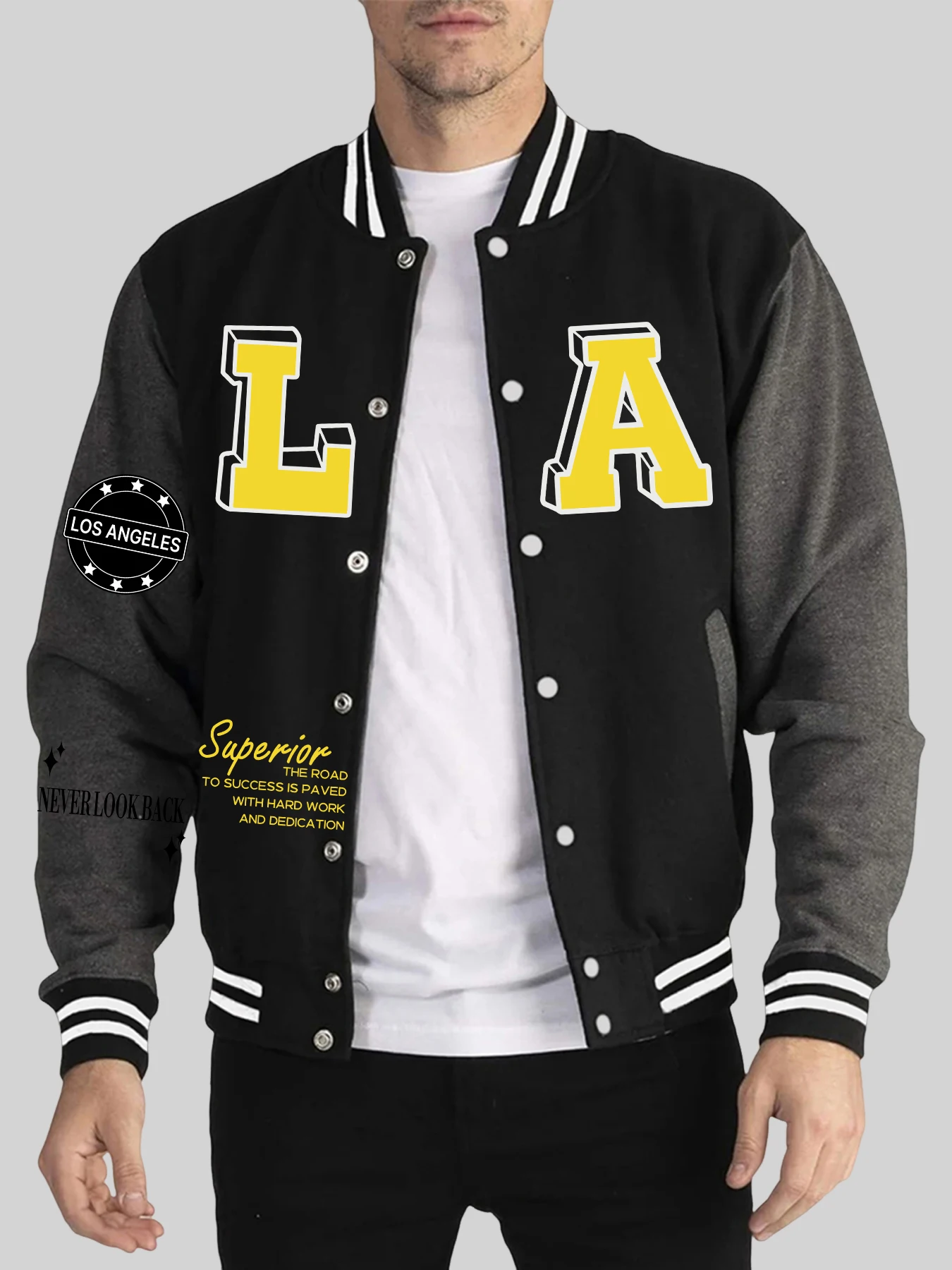 

Creative Artistic Lettering Pattern Men'S Baseball Jersey Sports High Street Jackets Autumn Winter Clothes Soft Loose Clothing
